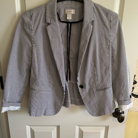 Ann Taylor Loft Pinstriped Blazer - Picture 2 of 4